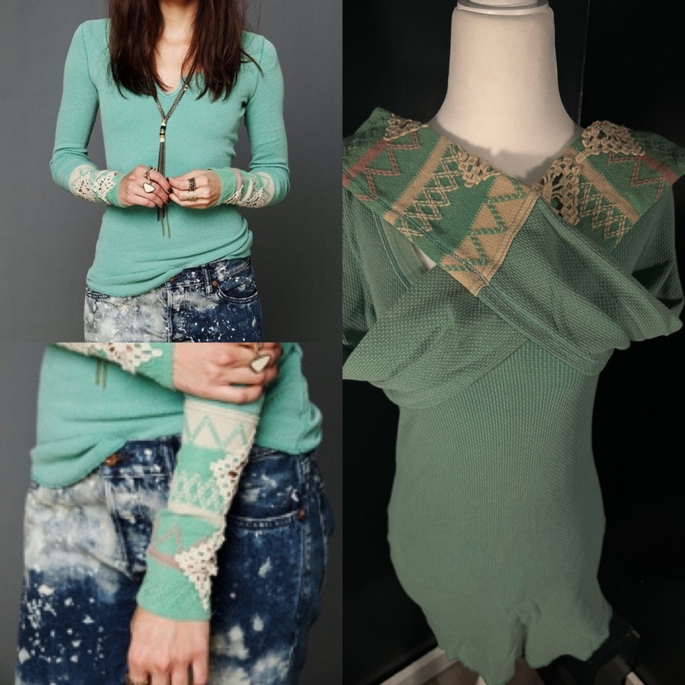 Free People • Kombucha Cuff Long Sleeve Thermal • Mint • S